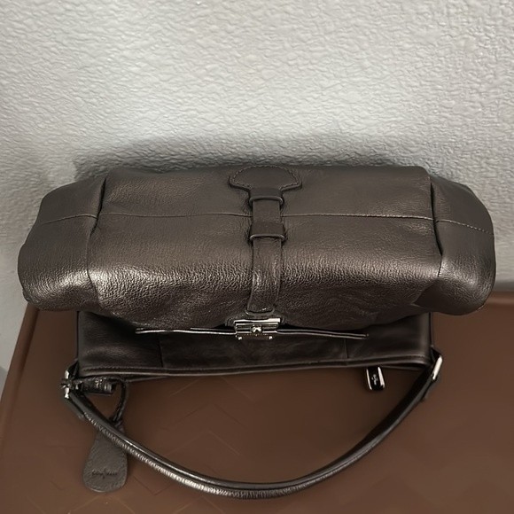 COLE HAAN  silver gray leather shoulder bag purse - Picture 11 of 12